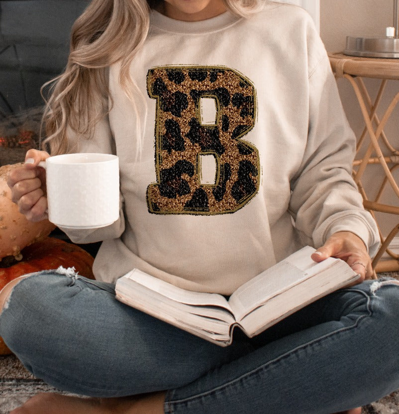 Sequined Leopard Print Letter, DTF or Sublimation Ready to Press transfer