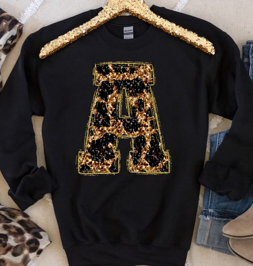 Sequined Leopard Print Letter, DTF or Sublimation Ready to Press transfer