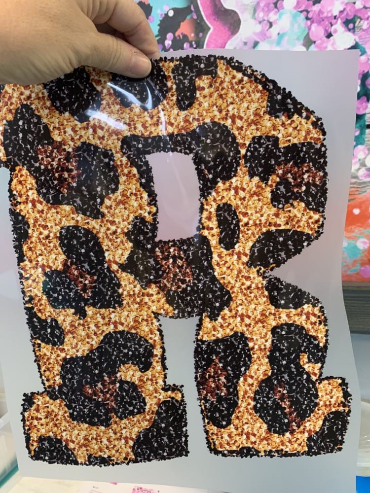 Sequined Leopard Print Letter, DTF or Sublimation Ready to Press transfer
