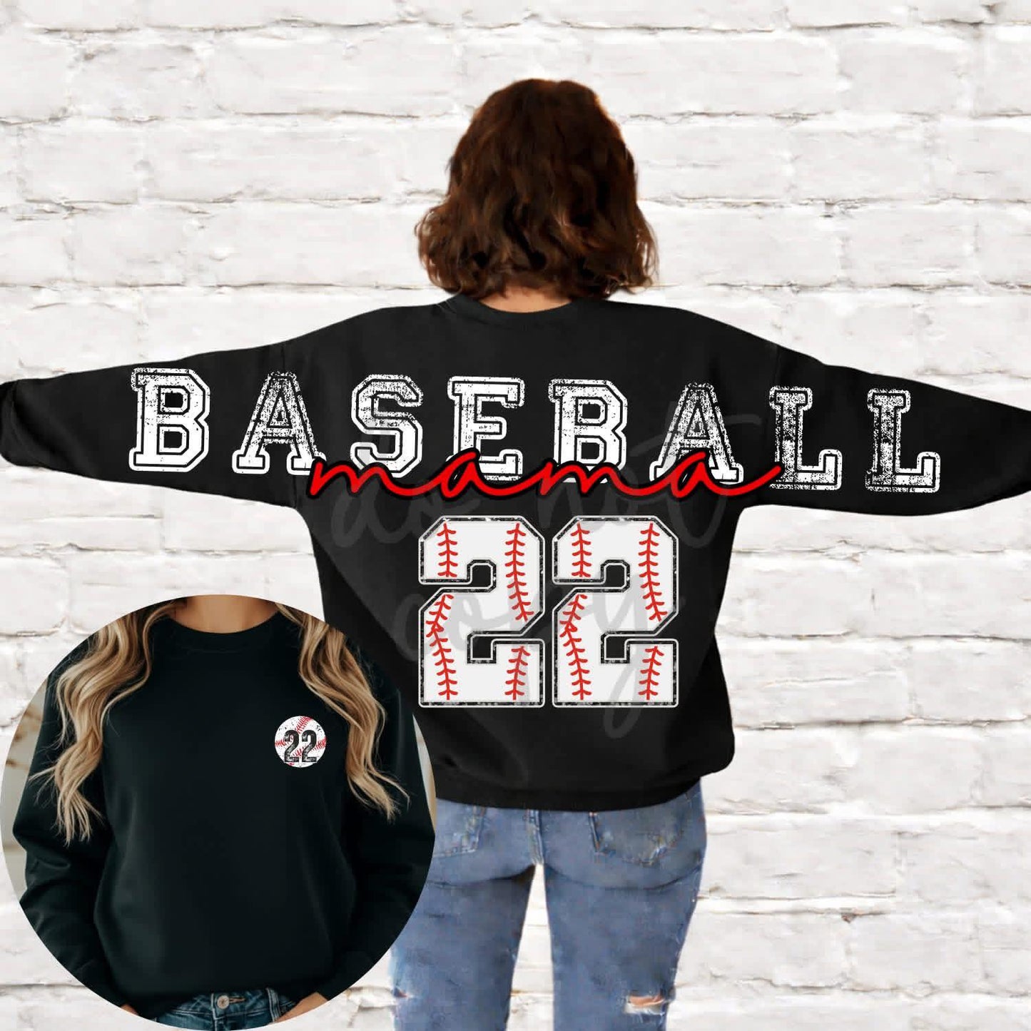 Sweatshirt Baseball Back, with Number and Pocket DTF Transfers