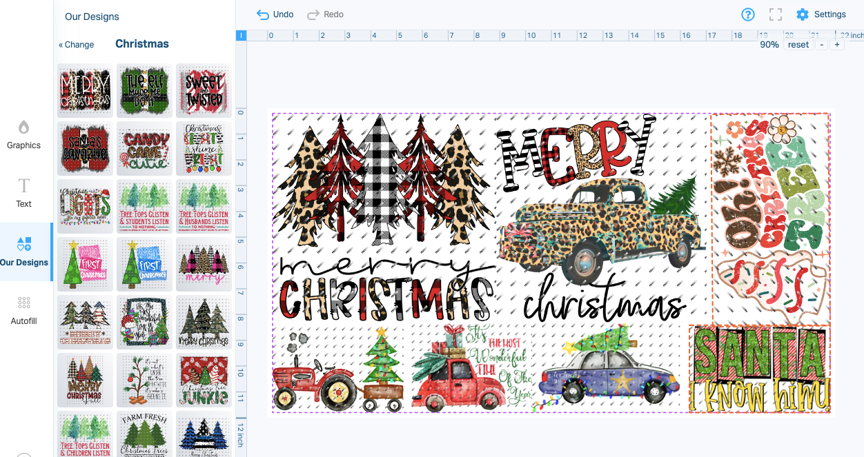DTF Gang Sheet Online Builder - Use our online builder with our images and your own images
