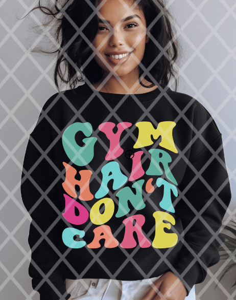 Gym Hair Don't Care with pocket, DTF Fitness, Ready to Press