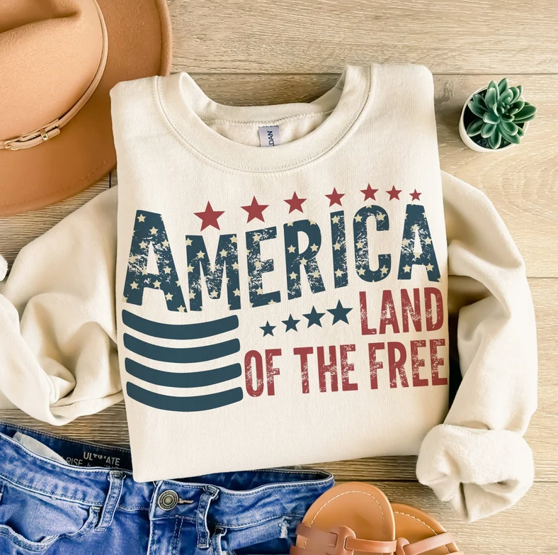 America Land of the Free, Ready to Press DTF Transfer