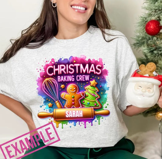 Christmas Baking Crew with Family Name Sublimation or DTF Transfer