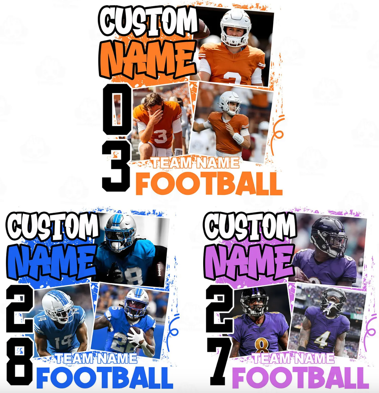 Football Picture Custom Sublimation or DTF Transfers