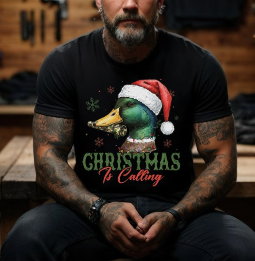 Duck Christmas is Calling with Pocket, Christmas DTF Transfers