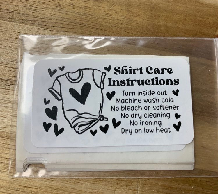 Shirt Care Instruction Stickers