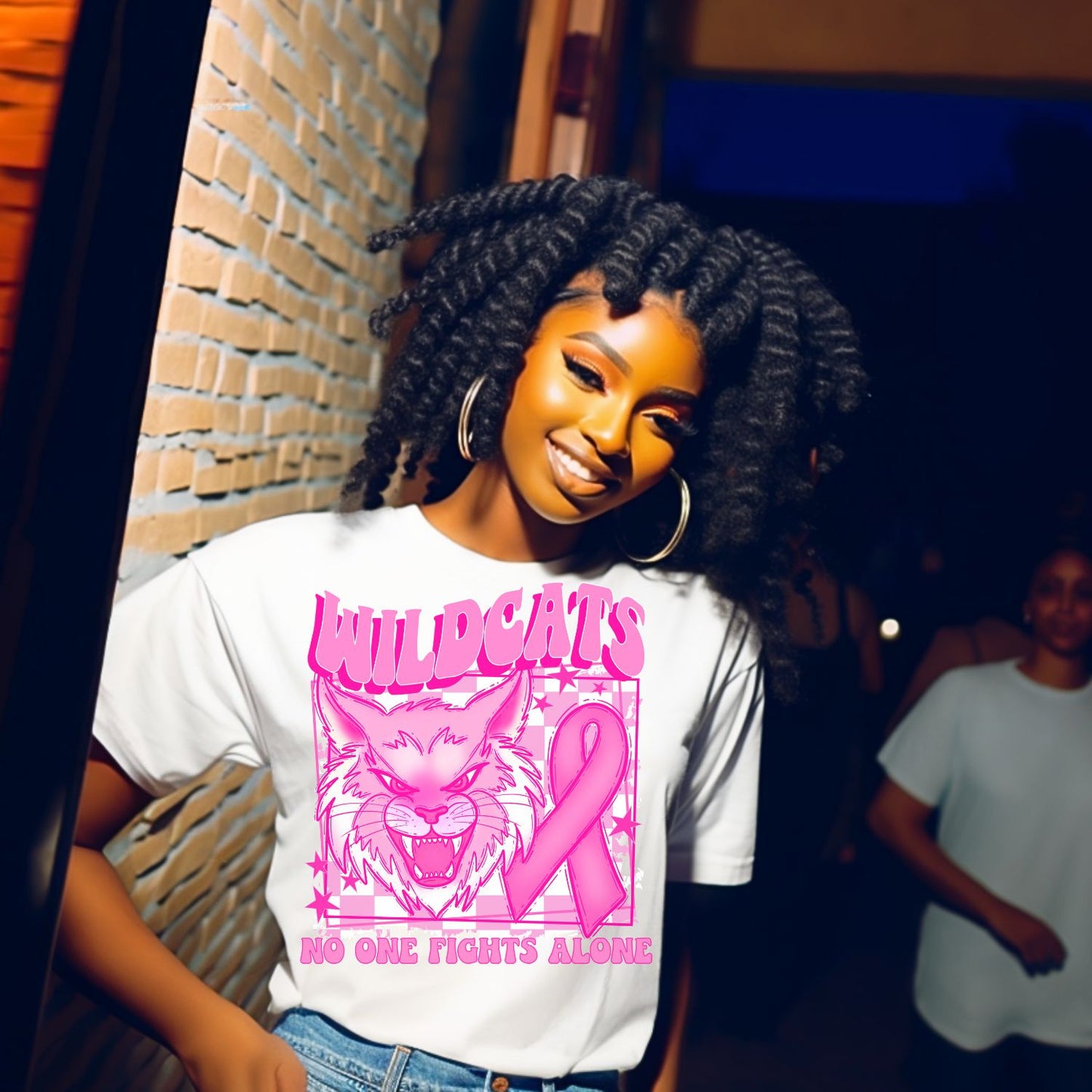 Wildcat No One Fights Alone Breast Cancer School Spirit Sublimation or DTF Transfer