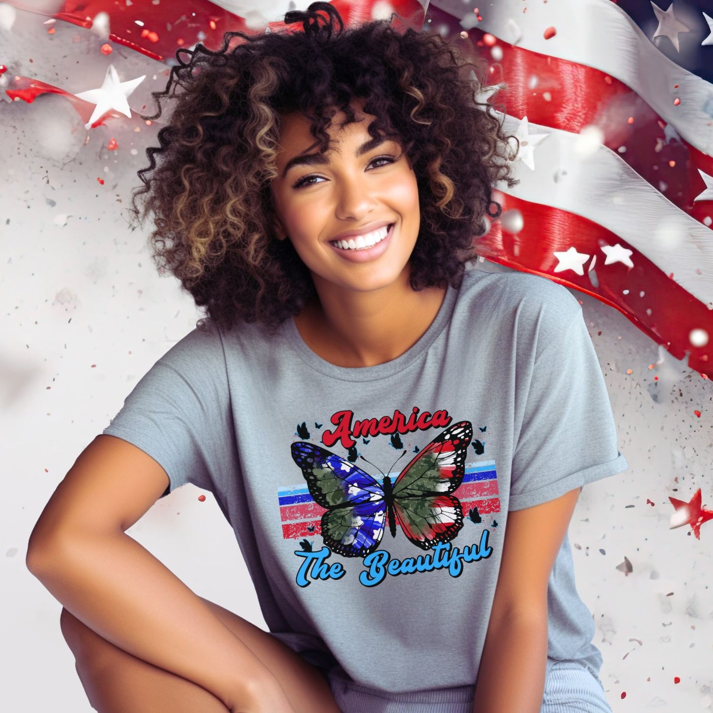 Patriotic Butterfly, Ready to Press DTF Transfer