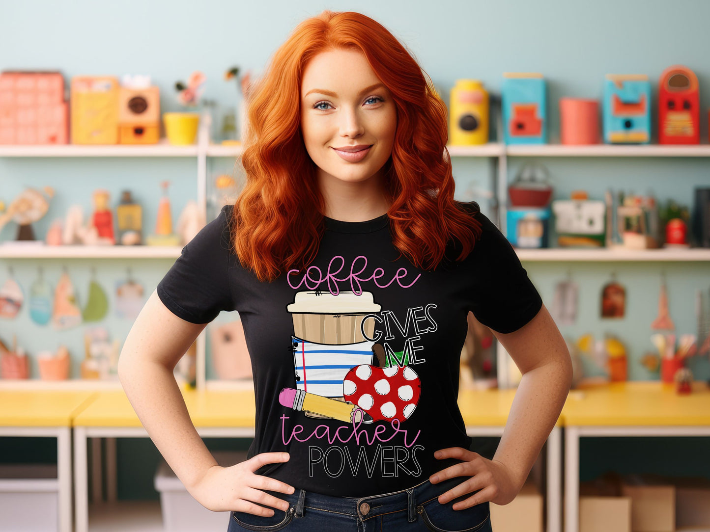 Coffee gives me teacher powers, Ready to Press DTF Transfer