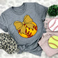 Softball Bows and Balls, DTF or Sublimation Ready to Press Transfer