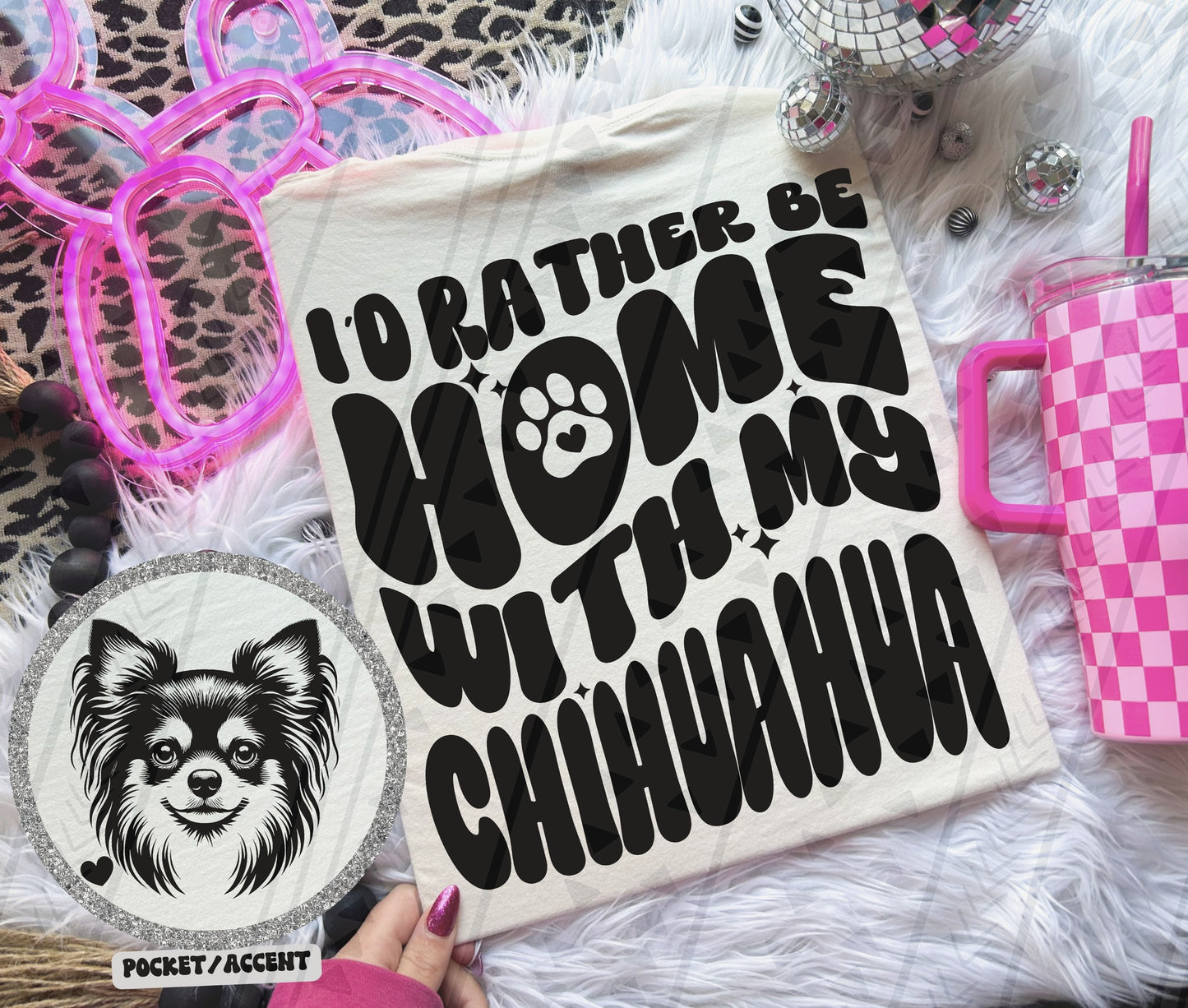 I'd rather be home with my dog Ready to Press Sublimation or DTF Transfer