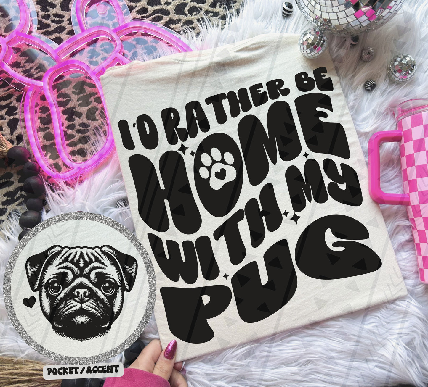 I'd rather be home with my dog Ready to Press Sublimation or DTF Transfer
