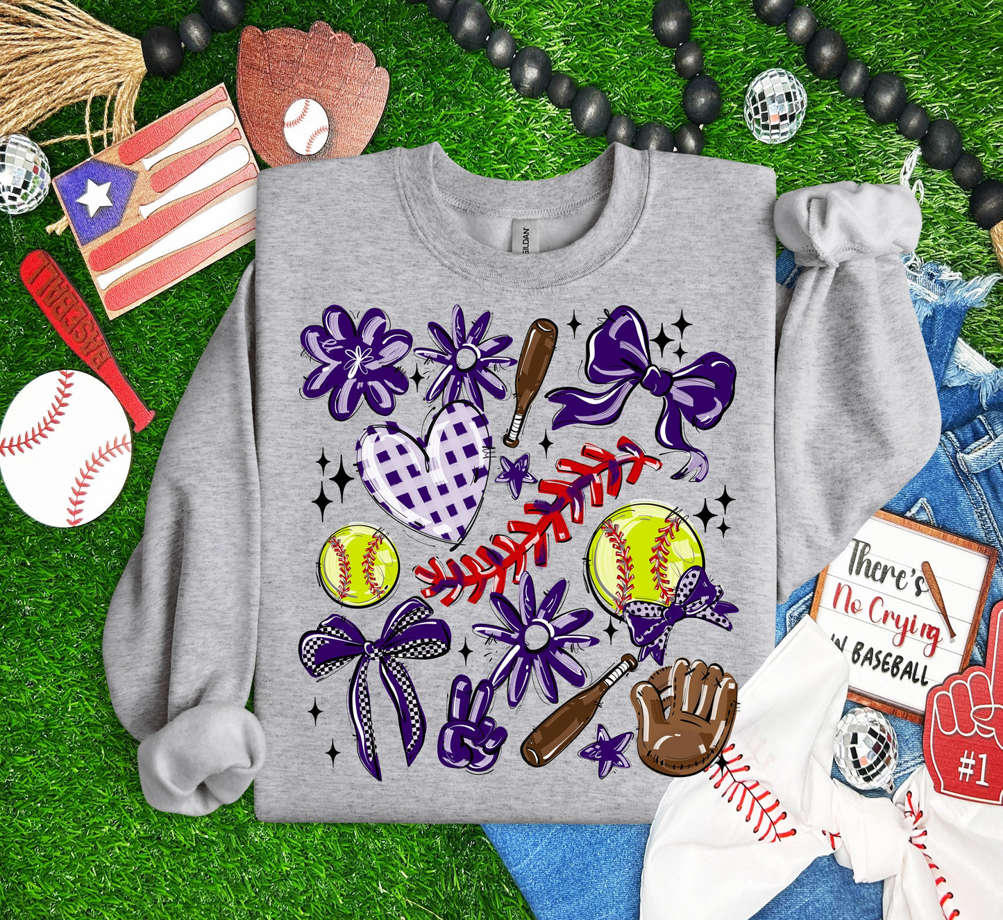 Softball Collage, Any Color, Ready to Press Sublimation or DTF Transfer