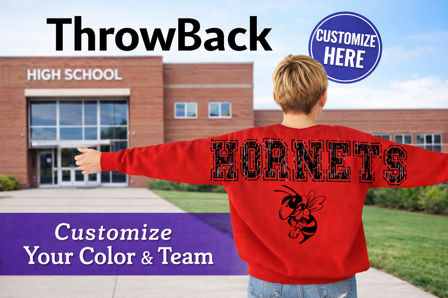 Custom School Throwback DTF Transfer, Ready to Press