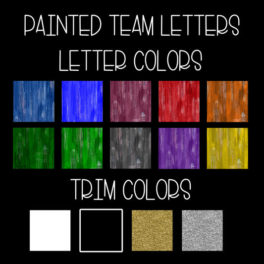 Custom Painted Letters (black) Minimum order of 5, Sublimation or DTF Transfer