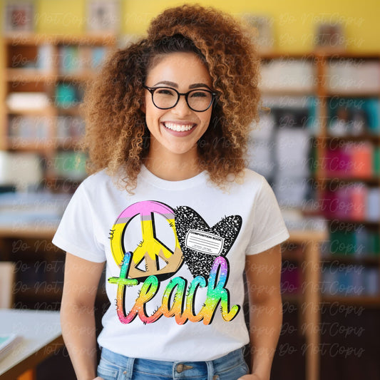 Peace Love Teach Ready to Press DTF Transfer