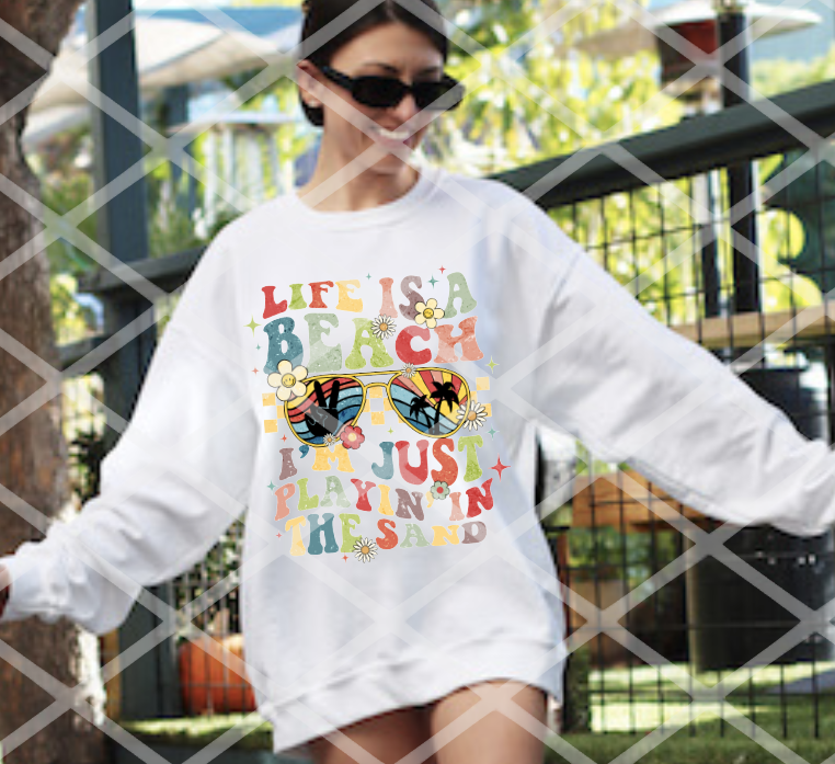 Life is a Beach with Pocket, Ready to Press Sublimation Transfer