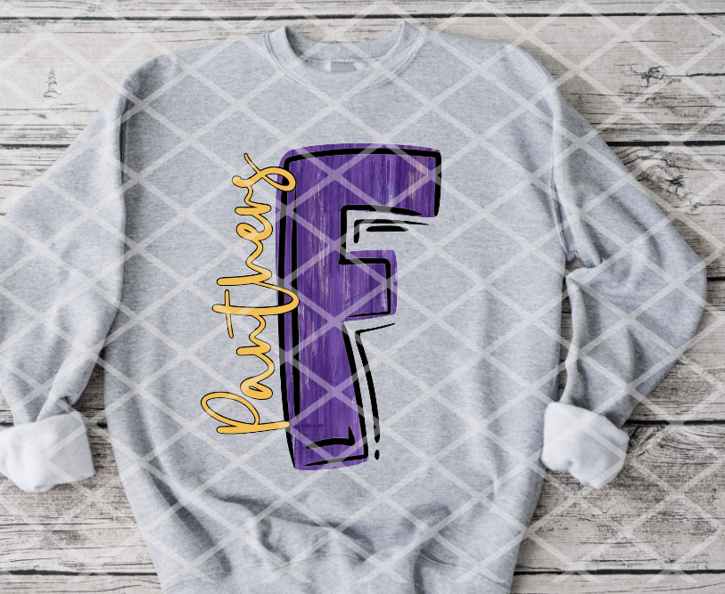 Painted F Panthers (black) Sublimation or DTF Transfer