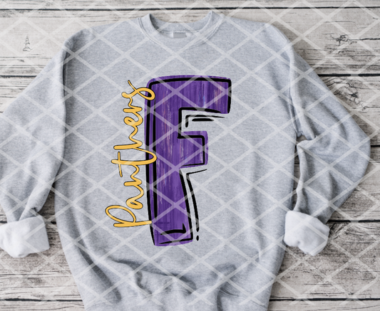 Painted F Panthers (black) Sublimation or DTF Transfer