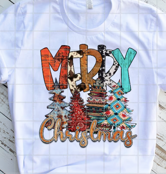 Merry Christmas Country Sublimation or DTF Transfer