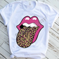 Leopard print tongue, Pink Lips, DTF Valentine's Day, Ready to Press