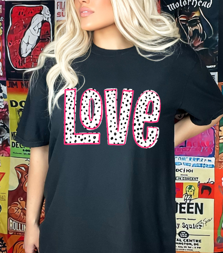 Dalmatian Heart Pink Outline Or Love with Pink Outline, Valentine's Day, Ready to Press