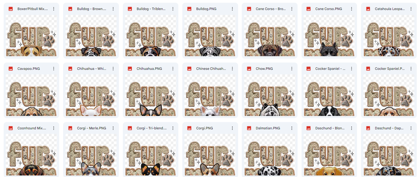 Fur Mom - Pick your dog, Ready to Press Sublimation or DTF Transfer