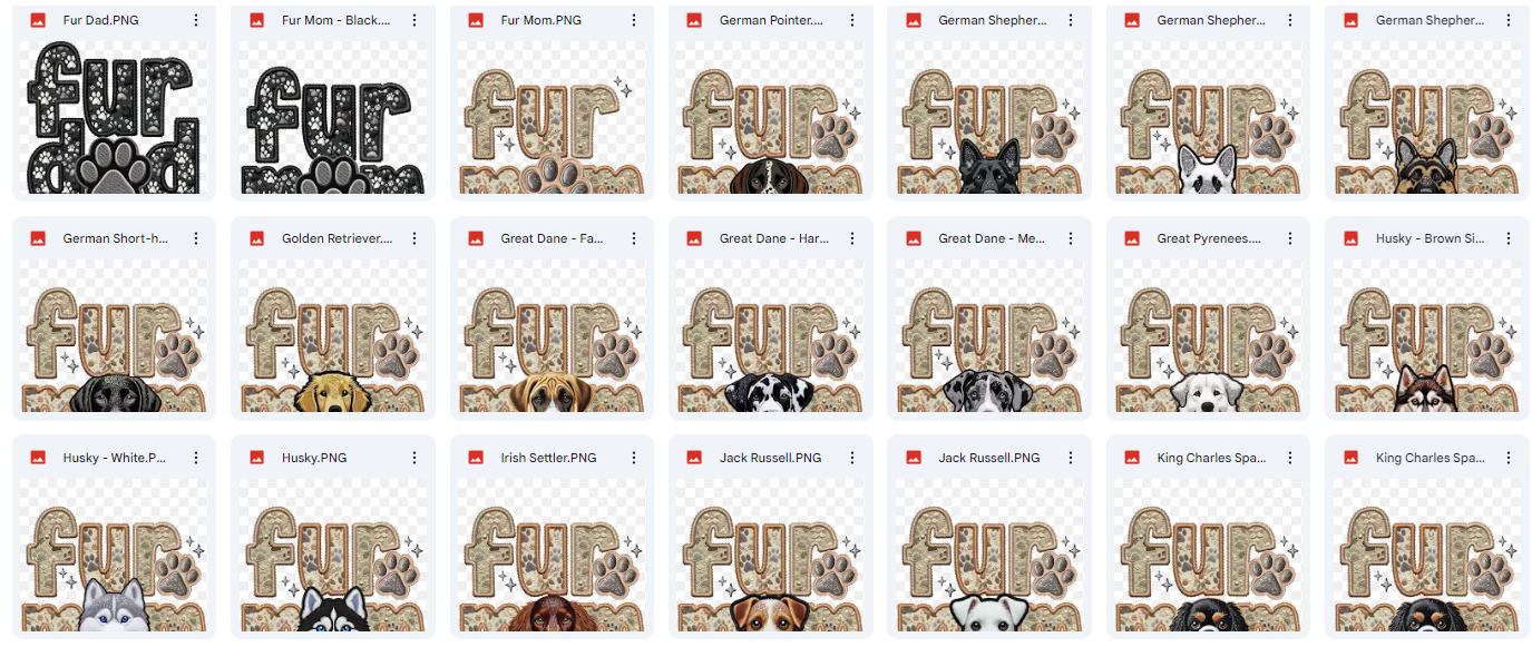 Fur Mom - Pick your dog, Ready to Press Sublimation or DTF Transfer