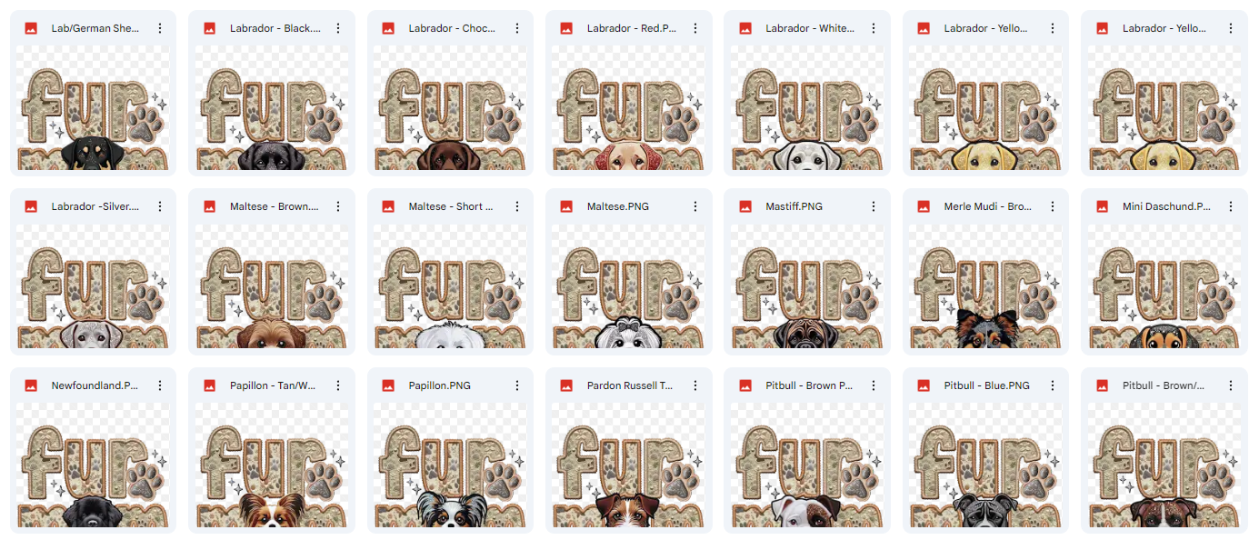 Fur Mom - Pick your dog, Ready to Press Sublimation or DTF Transfer