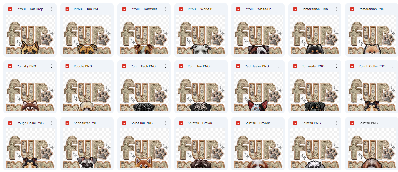 Fur Mom - Pick your dog, Ready to Press Sublimation or DTF Transfer