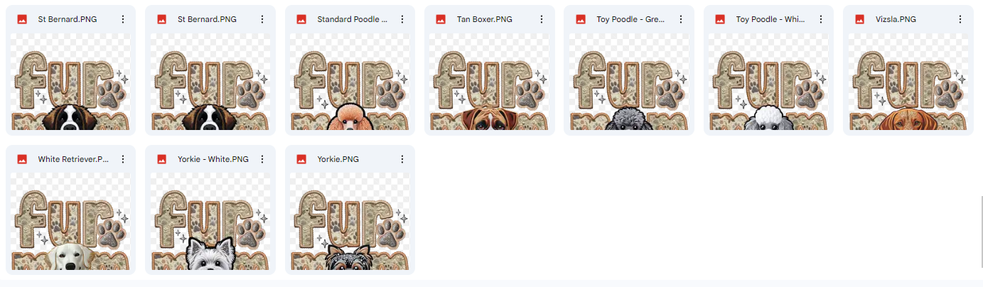 Fur Mom - Pick your dog, Ready to Press Sublimation or DTF Transfer