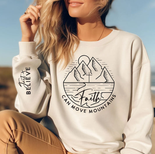 Faith can move mountains with sleeve Sublimation or DTF Transfers