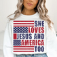 She loves Jesus and America too, Ready to Press DTF Transfer