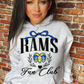 Rams Fan Club in black School Spirit Sublimation or DTF Transfer
