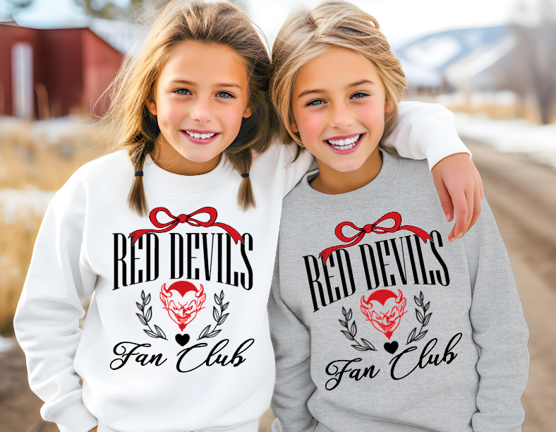 Red Devils Fan Club in black School Spirit Sublimation or DTF Transfer