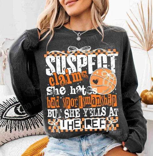 Suspect Basketball, Ready to Press Sublimation or DTF Transfer