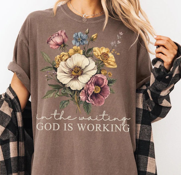 in the waiting God is working Sublimation or DTF Transfers