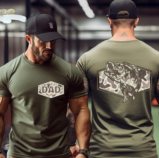 Dad Fishing Camo with Pocket, Sublimation or DTF Transfer