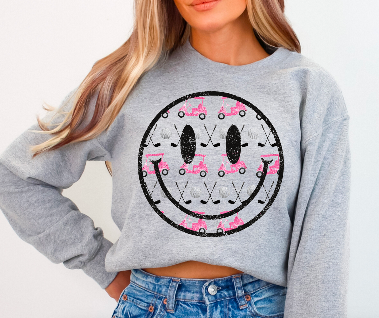 Golf Smiley Face, Ready to Press Sublimation or DTF Transfer