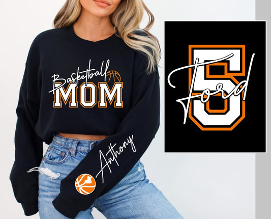 Custom Basketball Mom, Number/name on back, and sleeve Ready to Press DTF Transfer