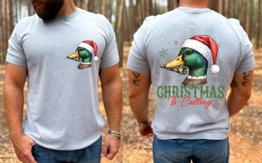 Duck Christmas is Calling with Pocket, Christmas DTF Transfers