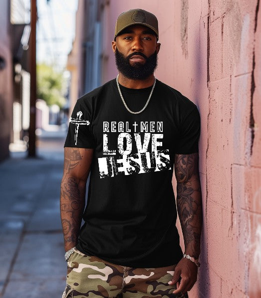 Real Men Love Jesus with pocket DTF Transfers