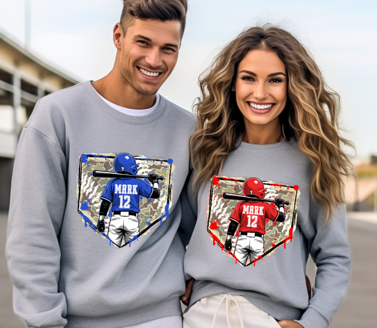 Red Baseball Custom Name and Number DTF Transfers