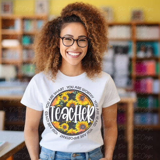 Teacher Sunflower Ready to Press DTF Transfer