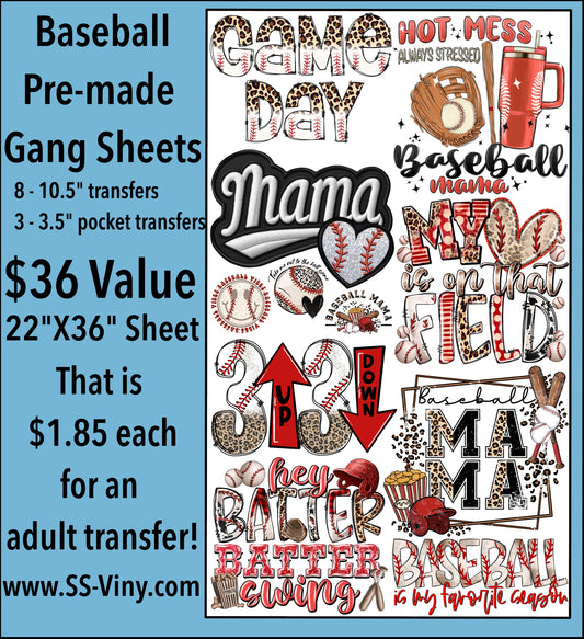 Baseball Pre-Made Gang Sheet