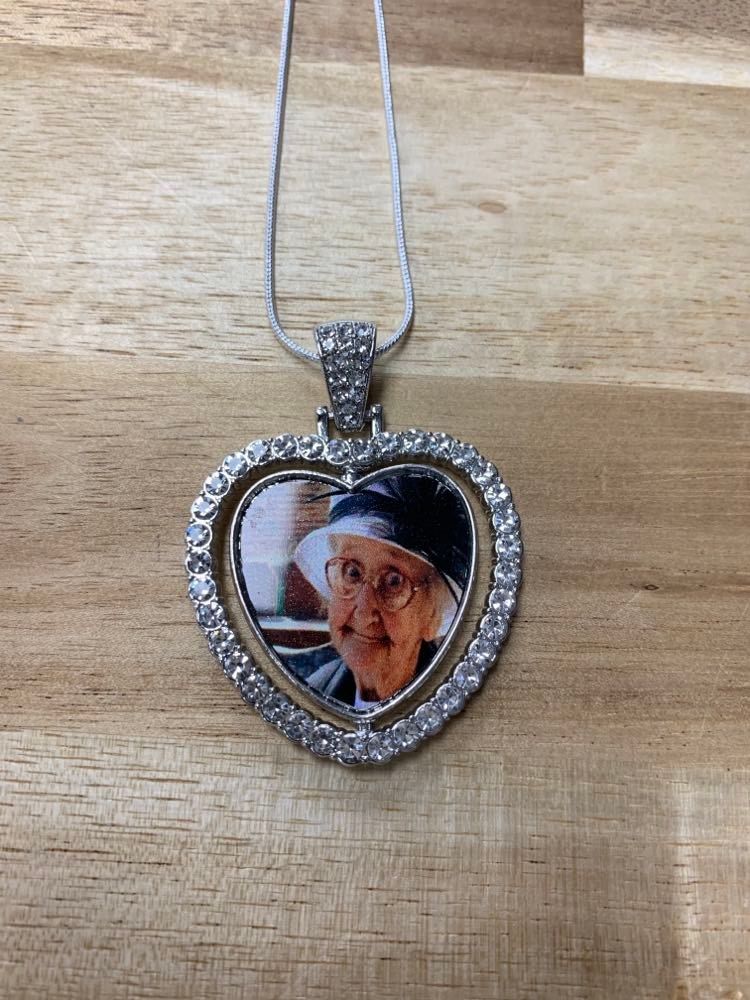 Sublimation Rhinestone Silver Heart Necklace.