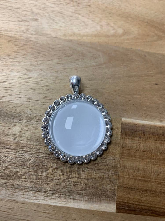 Sublimation Rhinestone Bezel Pendant, Round Glass Dome
