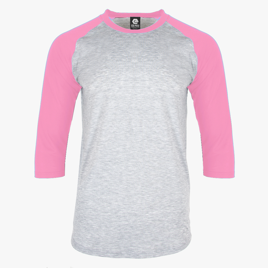 Sublimation Baseball Tees with Pink Sleeves 94% polyester