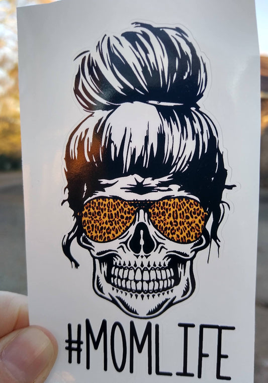 Mom Life Skeleton, Animal Print Vinyl Decal